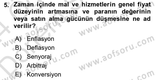 Gayrimenkul Ekonomisi Dersi 2023 - 2024 Yılı (Final) Dönem Sonu Sınavı 5. Soru