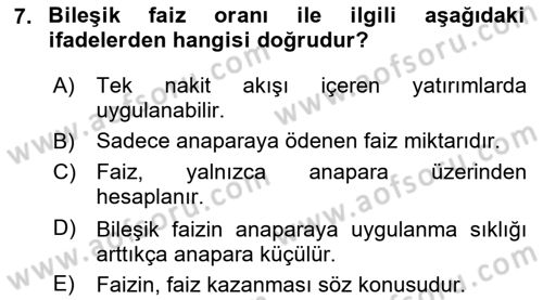 Gayrimenkul Ekonomisi Dersi 2023 - 2024 Yılı (Final) Dönem Sonu Sınavı 7. Soru