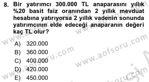 Gayrimenkul Ekonomisi Dersi 2023 - 2024 Yılı (Final) Dönem Sonu Sınavı 8. Soru