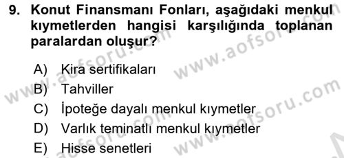 Gayrimenkul Ekonomisi Dersi 2024 - 2025 Yılı Yaz Okulu Sınav Soruları 9. Soru