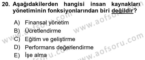 Emlak Yönetimi Dersi 2024 - 2025 Yılı (Vize) Ara Sınav Soruları 20. Soru