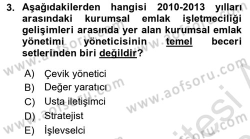 Emlak Yönetimi Dersi 2024 - 2025 Yılı (Vize) Ara Sınav Soruları 3. Soru