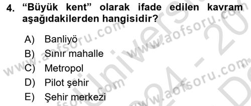 Emlak Yönetimi Dersi 2024 - 2025 Yılı (Vize) Ara Sınav Soruları 4. Soru