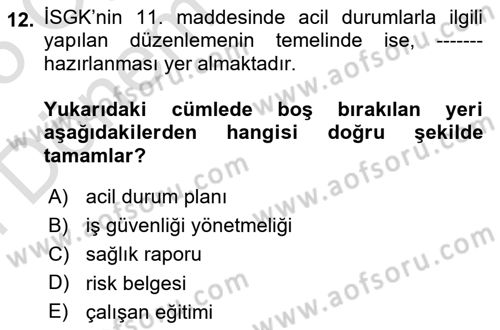 Emlak Yönetimi Dersi 2024 - 2025 Yılı (Final) Dönem Sonu Sınav Soruları 12. Soru