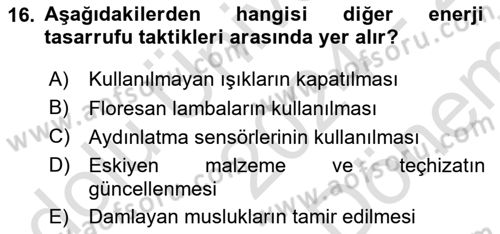 Emlak Yönetimi Dersi 2024 - 2025 Yılı (Final) Dönem Sonu Sınav Soruları 16. Soru