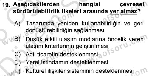 Emlak Yönetimi Dersi 2024 - 2025 Yılı (Final) Dönem Sonu Sınav Soruları 19. Soru