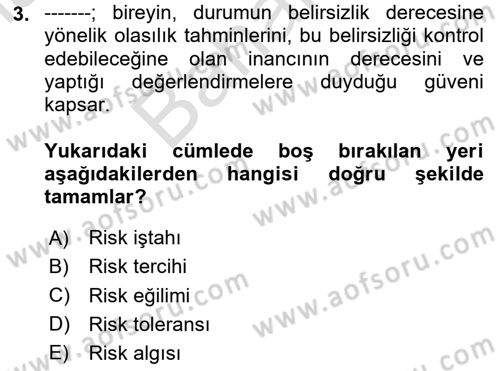 Emlak Yönetimi Dersi 2024 - 2025 Yılı (Final) Dönem Sonu Sınav Soruları 3. Soru