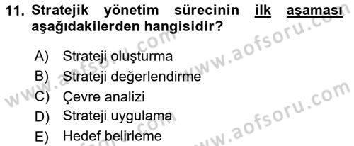 Emlak Yönetimi Dersi 2024 - 2025 Yılı Yaz Okulu Sınav Soruları 11. Soru