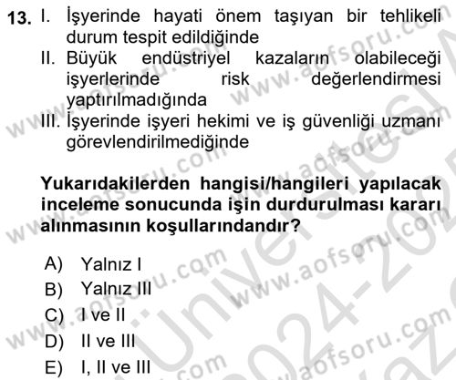 Emlak Yönetimi Dersi 2024 - 2025 Yılı Yaz Okulu Sınav Soruları 13. Soru