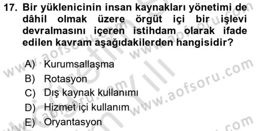Emlak Yönetimi Dersi 2024 - 2025 Yılı Yaz Okulu Sınav Soruları 17. Soru