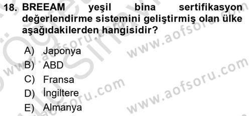 Emlak Yönetimi Dersi 2024 - 2025 Yılı Yaz Okulu Sınav Soruları 18. Soru