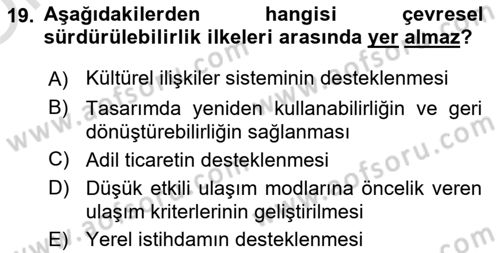 Emlak Yönetimi Dersi 2024 - 2025 Yılı Yaz Okulu Sınav Soruları 19. Soru