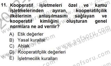 Konut Yapı Kooperatifçiliği Dersi 2012 - 2013 Yılı (Final) Dönem Sonu Sınav Soruları 11. Soru