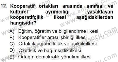 Konut Yapı Kooperatifçiliği Dersi 2012 - 2013 Yılı (Final) Dönem Sonu Sınav Soruları 12. Soru