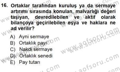 Konut Yapı Kooperatifçiliği Dersi 2012 - 2013 Yılı (Final) Dönem Sonu Sınav Soruları 16. Soru