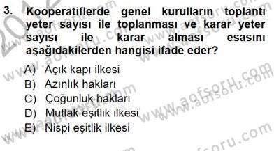 Konut Yapı Kooperatifçiliği Dersi 2012 - 2013 Yılı (Final) Dönem Sonu Sınav Soruları 3. Soru