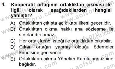 Konut Yapı Kooperatifçiliği Dersi 2012 - 2013 Yılı (Final) Dönem Sonu Sınav Soruları 4. Soru