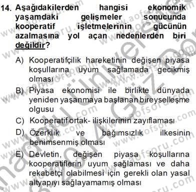 Konut Yapı Kooperatifçiliği Dersi 2013 - 2014 Yılı (Vize) Ara Sınav Soruları 14. Soru