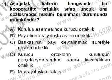 Konut Yapı Kooperatifçiliği Dersi 2013 - 2014 Yılı (Final) Dönem Sonu Sınav Soruları 11. Soru