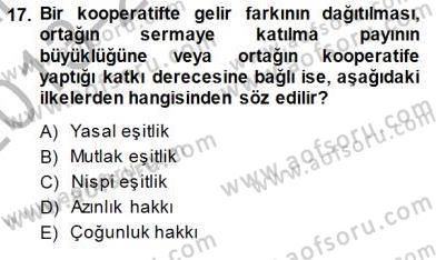 Konut Yapı Kooperatifçiliği Dersi 2013 - 2014 Yılı (Final) Dönem Sonu Sınav Soruları 17. Soru