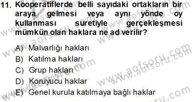 Konut Yapı Kooperatifçiliği Dersi 2013 - 2014 Yılı Tek Ders Sınav Soruları 11. Soru
