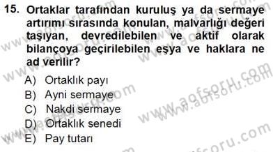 Konut Yapı Kooperatifçiliği Dersi 2013 - 2014 Yılı Tek Ders Sınav Soruları 15. Soru