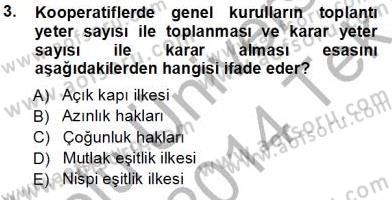 Konut Yapı Kooperatifçiliği Dersi 2013 - 2014 Yılı Tek Ders Sınav Soruları 3. Soru