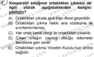 Konut Yapı Kooperatifçiliği Dersi 2013 - 2014 Yılı Tek Ders Sınav Soruları 7. Soru