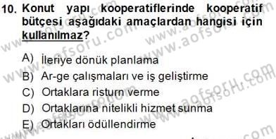 Konut Yapı Kooperatifçiliği Dersi 2014 - 2015 Yılı (Vize) Ara Sınav Soruları 10. Soru