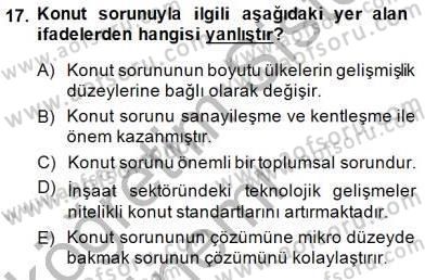 Konut Yapı Kooperatifçiliği Dersi 2014 - 2015 Yılı (Vize) Ara Sınav Soruları 17. Soru
