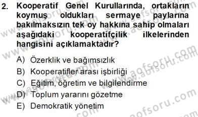 Konut Yapı Kooperatifçiliği Dersi 2014 - 2015 Yılı (Vize) Ara Sınav Soruları 2. Soru