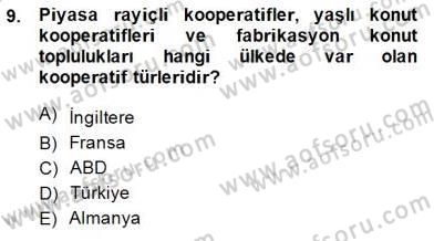 Konut Yapı Kooperatifçiliği Dersi 2014 - 2015 Yılı (Vize) Ara Sınav Soruları 9. Soru