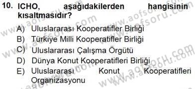 Konut Yapı Kooperatifçiliği Dersi 2014 - 2015 Yılı (Final) Dönem Sonu Sınav Soruları 10. Soru