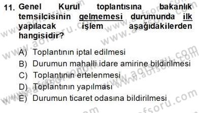 Konut Yapı Kooperatifçiliği Dersi 2014 - 2015 Yılı (Final) Dönem Sonu Sınav Soruları 11. Soru