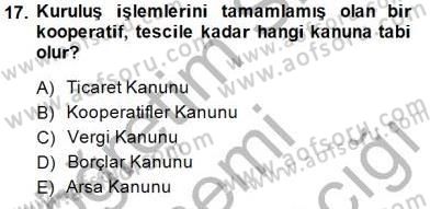 Konut Yapı Kooperatifçiliği Dersi 2014 - 2015 Yılı (Final) Dönem Sonu Sınav Soruları 17. Soru