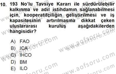 Konut Yapı Kooperatifçiliği Dersi 2015 - 2016 Yılı (Vize) Ara Sınav Soruları 10. Soru