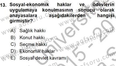 Konut Yapı Kooperatifçiliği Dersi 2015 - 2016 Yılı (Vize) Ara Sınav Soruları 13. Soru
