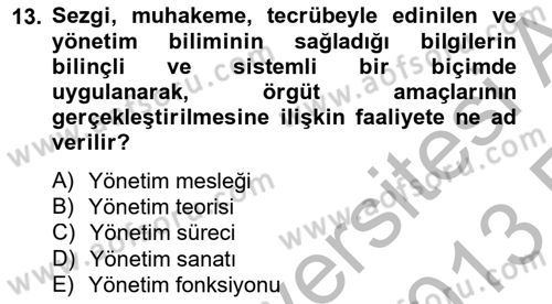 Bina ve Site Yöneticiliği Dersi 2012 - 2013 Yılı (Vize) Ara Sınav Soruları 13. Soru