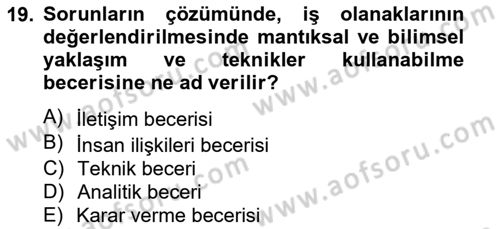 Bina ve Site Yöneticiliği Dersi 2012 - 2013 Yılı (Vize) Ara Sınav Soruları 19. Soru