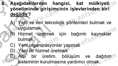 Bina ve Site Yöneticiliği Dersi 2012 - 2013 Yılı (Vize) Ara Sınav Soruları 8. Soru