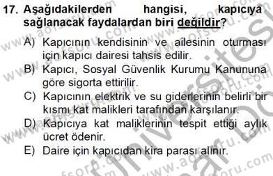 Bina ve Site Yöneticiliği Dersi 2012 - 2013 Yılı (Final) Dönem Sonu Sınavı 17. Soru
