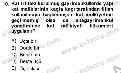 Bina ve Site Yöneticiliği Dersi 2013 - 2014 Yılı (Vize) Ara Sınav Soruları 10. Soru