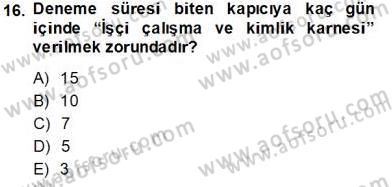 Bina ve Site Yöneticiliği Dersi 2013 - 2014 Yılı Tek Ders Sınav Soruları 16. Soru