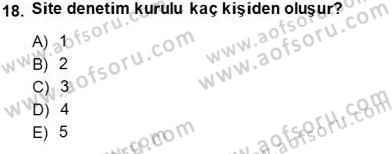 Bina ve Site Yöneticiliği Dersi 2013 - 2014 Yılı Tek Ders Sınav Soruları 18. Soru