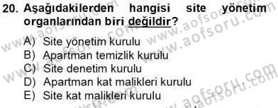 Bina ve Site Yöneticiliği Dersi 2013 - 2014 Yılı Tek Ders Sınav Soruları 20. Soru
