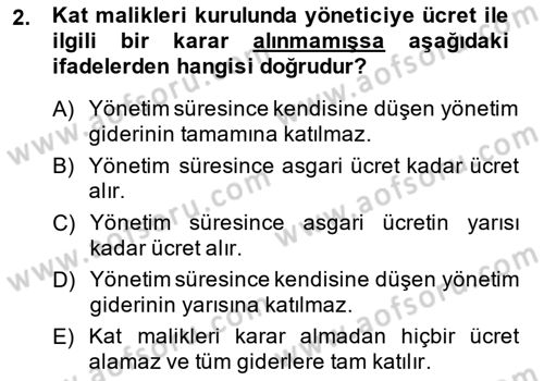 Bina ve Site Yöneticiliği Dersi 2014 - 2015 Yılı (Vize) Ara Sınav Soruları 2. Soru