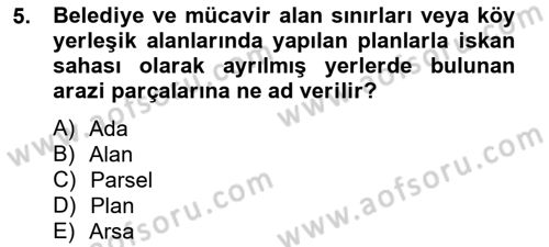 Bina ve Site Yöneticiliği Dersi 2014 - 2015 Yılı (Vize) Ara Sınav Soruları 5. Soru