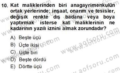 Bina ve Site Yöneticiliği Dersi 2014 - 2015 Yılı (Final) Dönem Sonu Sınav Soruları 10. Soru