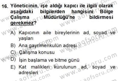 Bina ve Site Yöneticiliği Dersi 2014 - 2015 Yılı (Final) Dönem Sonu Sınav Soruları 16. Soru
