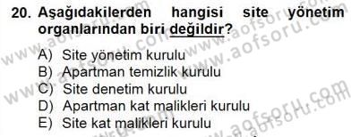 Bina ve Site Yöneticiliği Dersi 2014 - 2015 Yılı (Final) Dönem Sonu Sınav Soruları 20. Soru